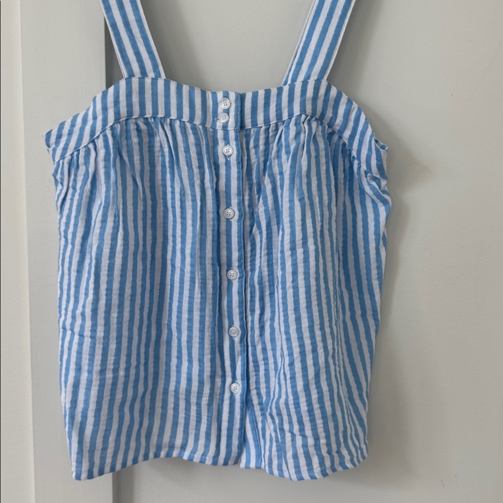 LAKE Striped Cotton Blend Button Front Top Size S - Picture 2 of 4